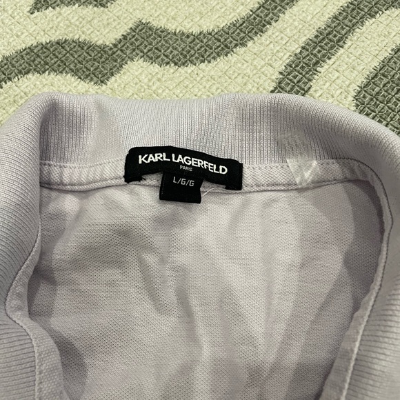 Karl Lagerfeld Men's Pique Polo Shirt XL Slim Fit Light Purple - Picture 3 of 6